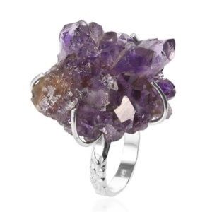 Unique Amethyst Drusy ring one of kind in 925 STS
